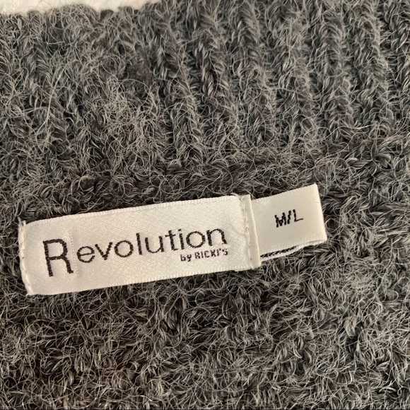 Revolution🌸drapey Sweater Cardigan Chunky Knit Black Sz M - Picture 5 of 7